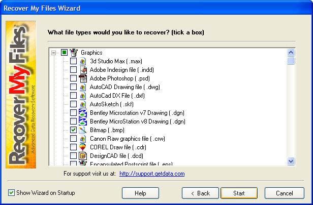 ] Step 3 - Select the File Types to Recover The third step in the recovery process is to select the types of files that you wish to recover.
