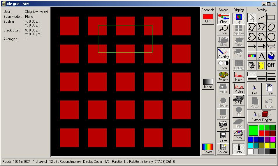Moving the mouse with the left mouse button pressed, draws the rectangle on the image, which can be used for selecting or deselecting locations.