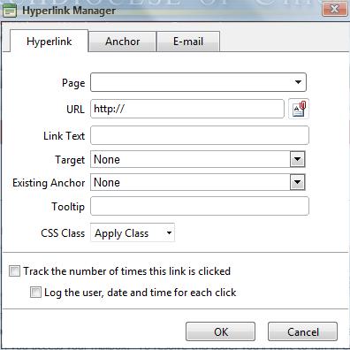 INSERT LINK (HYPERLINK MANAGER) You can easily create links to other resources and pages within your site using the Hyperlink Manager.
