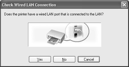 5 Select Wired LAN. If the wireless LAN settings are already configured, the Note on Network Settings dialog box is displayed. Generally, click Wired connection only to enable only wired LAN.