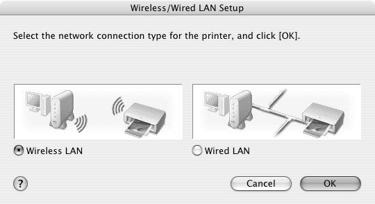 3 Select Setup from the Canon IJ Network Tool pop-up menu and ip5200r in Printers, then click OK.