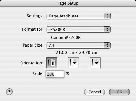 Printing with Macintosh 1 From your application s File menu, select Page Setup. 2 Select your printer name from Format for. 3 Select the paper size to be used. 4 Click OK.