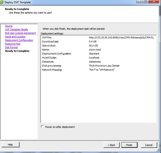 Deploying the Cisco CMX OVA File Using the VMware vsphere Client