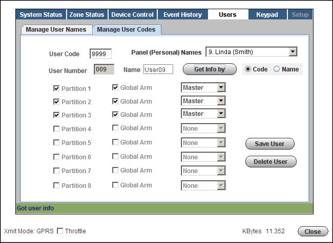 Commercial Panels - Assigning Personal Names: WARNING: If there are user codes in the control panel, make sure you enter the same codes in the database.