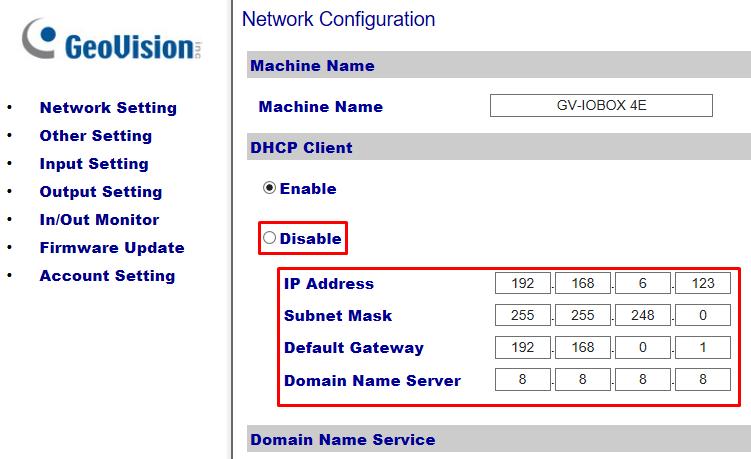 1.7.2 Configuring the Static IP Address By default, the GV-I/O Box 4E uses a DHCP connection. However, you can follow the instructions to configure the static IP address. 1.