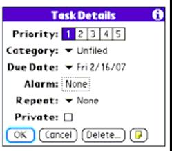 With the stylus click on the line next to the task and enter a description of the task. End user can also setup: Task Priority, Due Date, etc 1. Select the desired task to be assigned details 2.