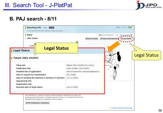 ---(Slide 39)--- Click legal status on the upper right
