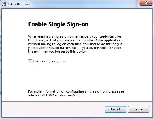 Note Do not select Enable Single Sign-On.