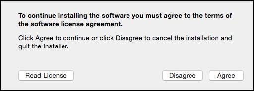 The Software License Agreement window displays. Click the Agree button.