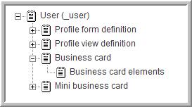 You see the following for the user business card. 4 To edit the layout of the business card, expand Business card. Any element you add to Business card appears below the picture on the business card.