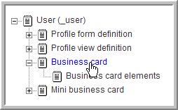 5b Click Add. The following elements are available: The upper section has elements for the business card; some are already included in the Business card elements.