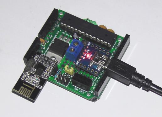 Note the hook-up using the external USB-to-TTL adapter module (3rd photo): The power supplied from the module is 3v3, so instead of connecting to Vin, it was connected directly to the 3v3 Vcc rail
