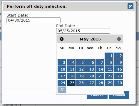 Duty button in HOS Logs Overview.