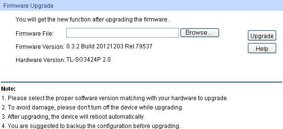 3 Firmware Upgrade The switch system can be upgraded via the Web management page. To upgrade the system is to get more functions and better performance. Go to http://www.tp-link.