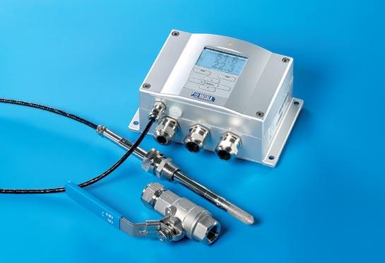 HMT338 Humidity and Temperature Transmitter for Pressurized Pipelines Installed through ball valve - can be inserted and removed while the process is running Adjustable probe depth Pressure tolerance