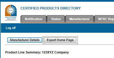 Figure 6.8: Link to Export Home Page 6.