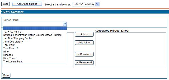 7.2 Adding Plants Associations After selecting the Schedule II hyperlink, the IA can add a Plant to Associated Product lines by