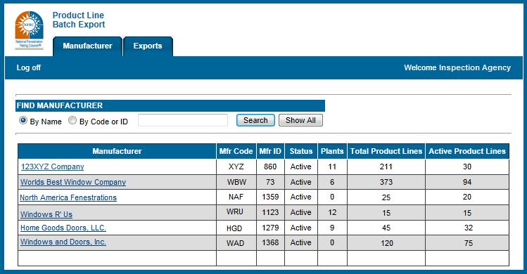 8. EXPORT PRODUCT LINE DETAILS The IA, manufacturer, or NFRC staff is able to use the export queue tool to download a product line details into a csv format.