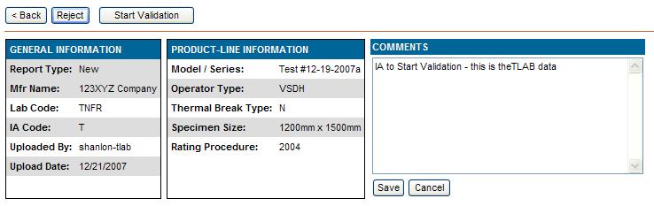 Figure 11.6: Detailed view of Comment field and message at Test page Figure 11.7: Detailed view of saved comment 11.1.3 Starting the validation process Organizing, reviewing, and accepting a validation for product lines that require a validation test by utilizing the Start Validation button.