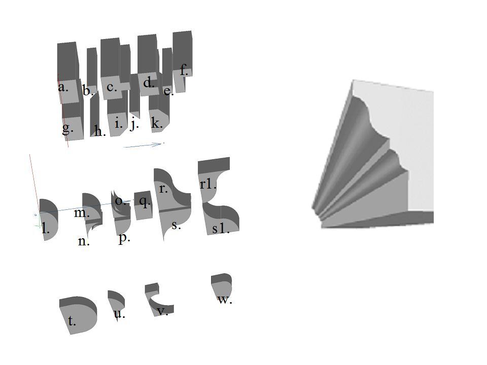 A range of 3D objects can be formed from the 2D profiles illustrated in Figure 25 and Figure 26, through representation of a shape in 2D profile; the profile can then be revolved or extruded on the
