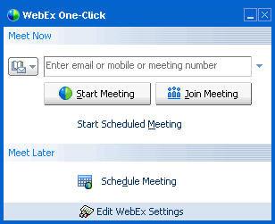 Chapter 8: Setting Up a One-Click Meeting To start a One-Click Meeting using a One-Click shortcut: Click one of the following shortcuts: Shortcut Description Right-click menu of