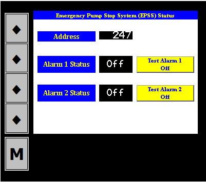 The user may also check to see if the alarms are properly connected by clicking the TEST ALARM button(s).