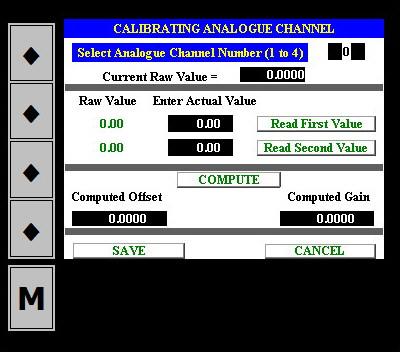 Calibrate Analogue Channel 1. Enter the channel number: As there are only 4 analogue channels, this should be a number between 1 and 4.
