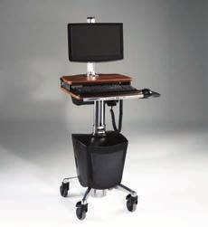 Midmark 6261 AC powered traditional laptop cart with keyed laptop security system, secondary workshelf and mouse surface.