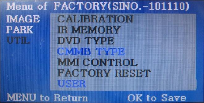 2.10 DVD, DTV model selection Factory Default : DVD TYPE NECVOX/SANYO (For Chinese DVD) CMMB TYPE?
