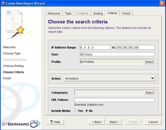 iprism Reports Search criteria for the Web Detailed report type Contents: Action Category Include Media IP Address Range Profile URL Pattern User When you select the Web Detailed report type, you can
