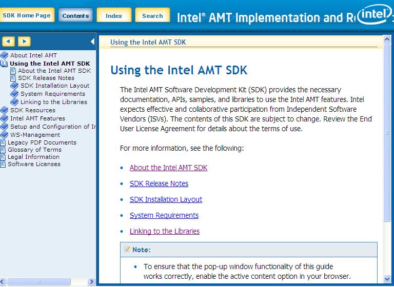 Using the Intel AMT SDK Release notes