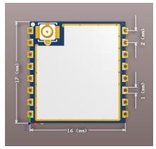 3. Package information and OEM installation method The external size of theesp-07s WiFi module is 16mm*17mm*3mm, as is illustrated in