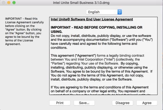 macos Client Installation 1. Select the Intel Unite for Apple macos option from the download webpage. 2. Once the Intel Unite Client OS X.