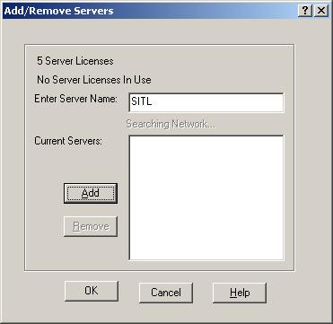 In the Add/Remove Servers window, specify a descriptive Server Name and the