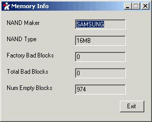 Firmware Info the following dialogue box: Properties / Memory Info This item is used to open a