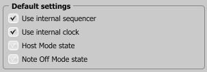 Configuration Sequencer tab Default Settings 7 Default Settings group contains checkboxes with default flag values for the Current Settings group.