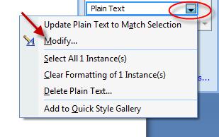 of menu, then select All styles select Plain Text from the