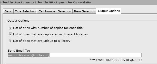 CAT: Reports for Consolidation Output Options Tab 10. Choose desired lists for output by placing a check in the checkbox next to the name of each report you wish to generate. 8 11.