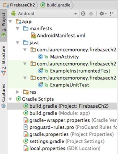CHAPTER 2: Using Authentication in Firebase 31 Figure 2-5. Using build.gradle Select the Project one as shown in Figure 2-5. You ll find that there are several sections.