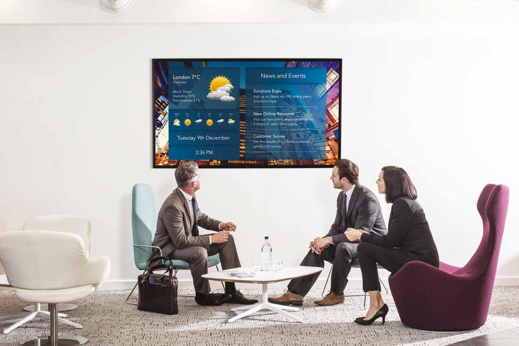 A smarter way to engage BRAVIA Professional Displays Create the perfect image for your digital signage, communal areas and meeting rooms with our strongest line-up of ultra-slim, energy efficient