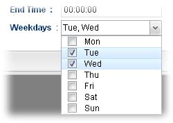 Weekdays Specify which days in one week should perform the schedule. Apply Cancel Click it to save the configuration.