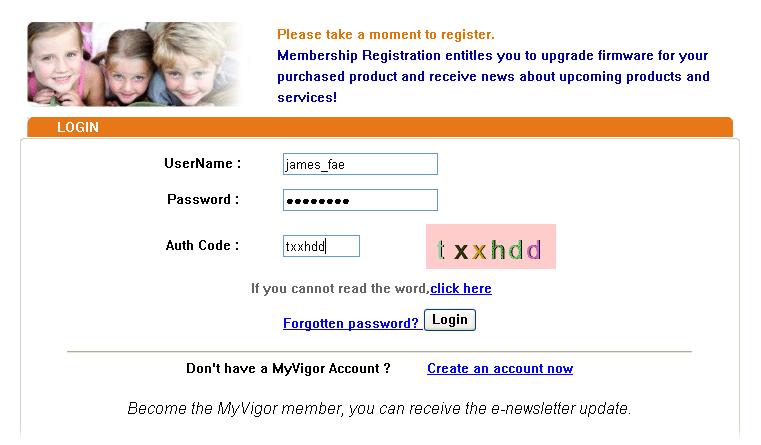 Log into the web configurator of Vigor300B and click Product Registration.