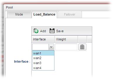 Use the drop down list of Interface to choose one of the WAN
