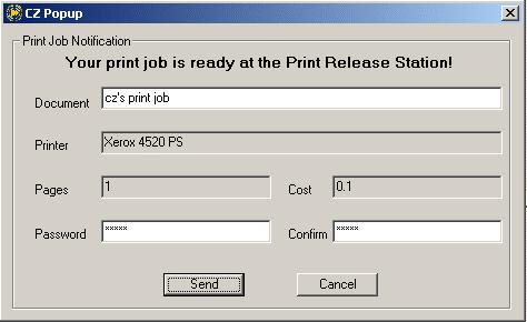 can either release or delete his/her print jobs after the correct password is entered on the Print Release Station).