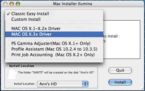 Installation for Mac OS X Installing the Driver for Ethernet and USB Connections 1. Make sure the Ethernet cable is connected and your Ilumina is turned ON. 2. Insert CD1 into your CD-ROM drive. 3.