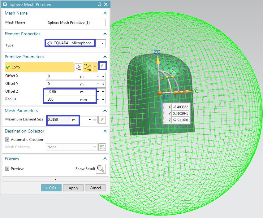 The Sphere Mesh Primitive is now added to the tree:
