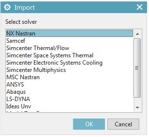 1. Define Acoustic Model File Import Simulation and select to import a NX Nastran file. Click OK Choose the Nastran BDF Files (*.bdf) file type from the pull-down menu and select the MicrophonePort.