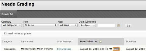 GRADE SETTINGS You can create a graded forum or thread and a column is created automatically in the Grade Center.