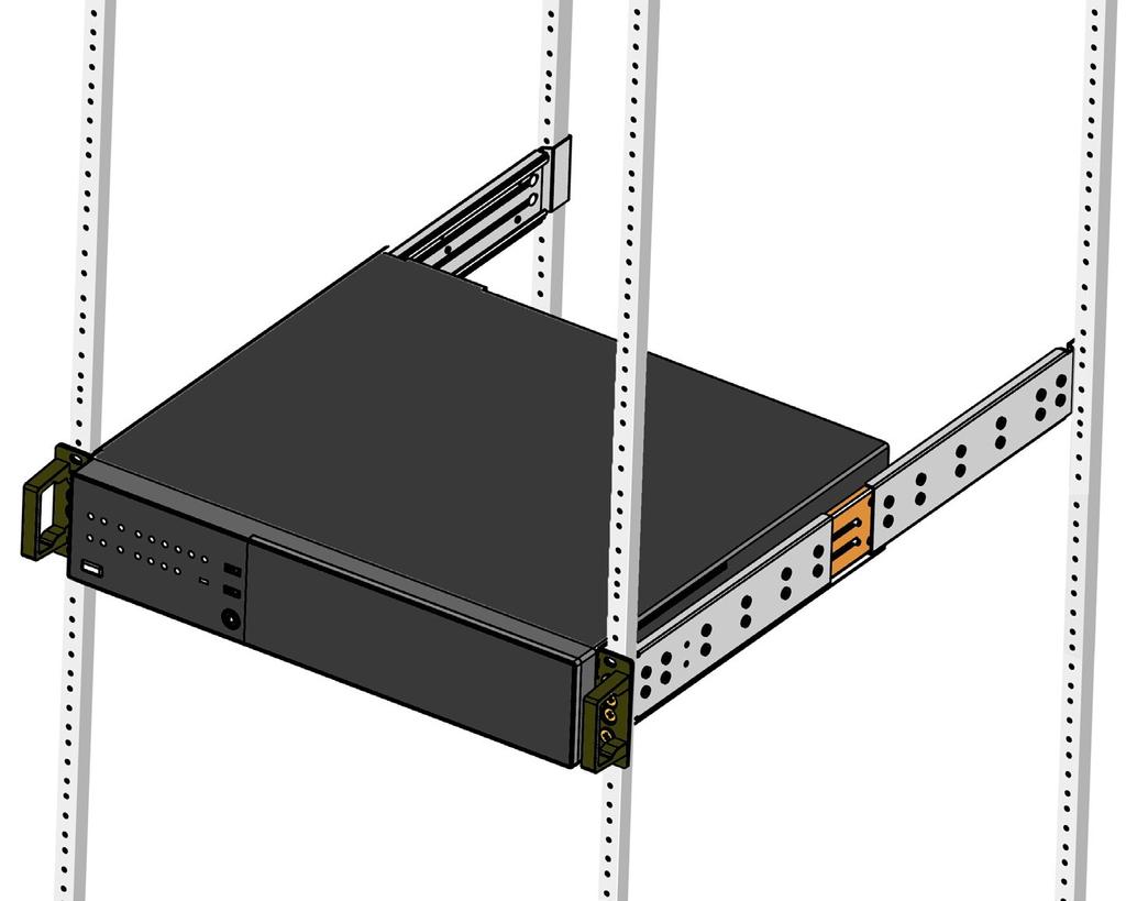 Place enclosure into the mounting rails 3.