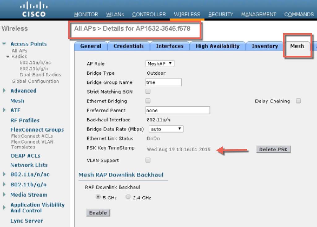 Feature Configuration Step-by-Step Connecting the Cisco 1500 Series Mesh Access Points to the Network Step 5 The